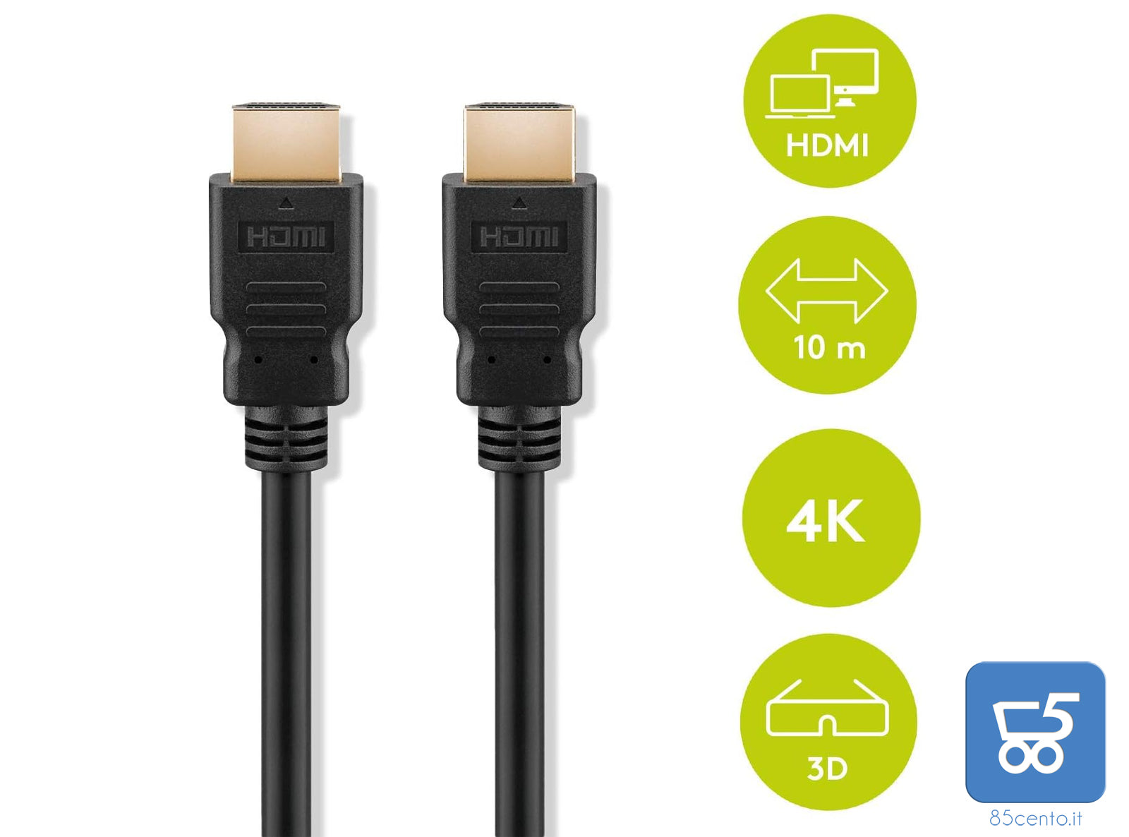 Cavo HDMI da 10 Metri 2.0 Maschio Maschio 1080P 4K High Speed con Ethernet Lunghezza 3D