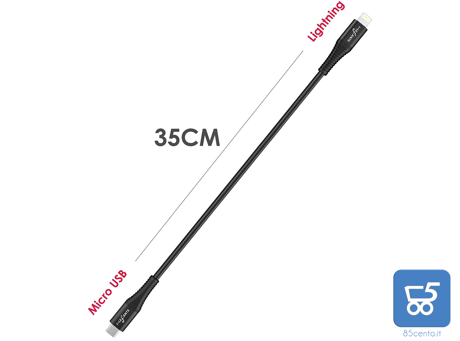 Cavo OTG di ricarica iOS eBIKE 35 cm di lunghezza Micro Usb to Lightning per Bosch Intuvia, Kiox, Nyon (vecchio) Display per Yamaha Display C, Display X