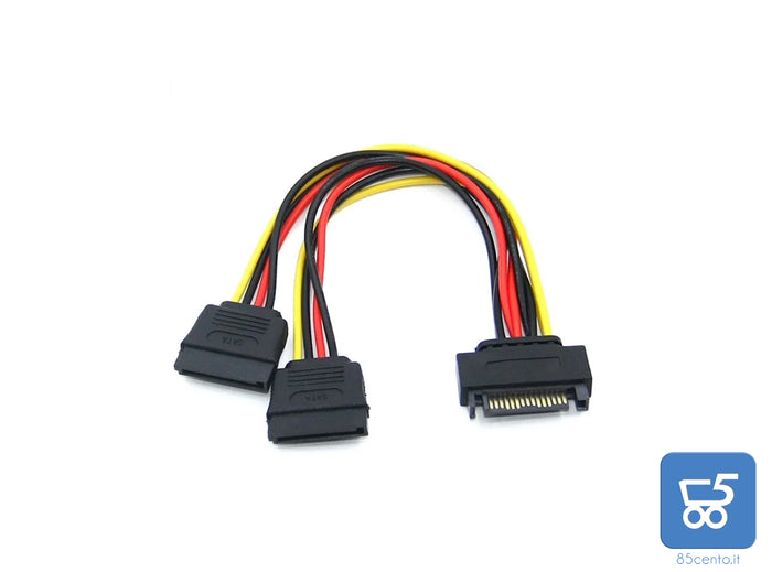 Cavo Sdoppiatore SATA Power Y 15 Pin SATA Maschio a Doppio Cavo di Alimentazione Femmina a 15 Pin  20CM per dischi HDD SSD