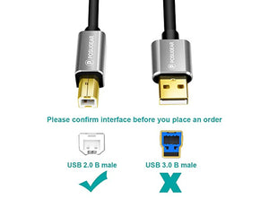 Cavo Stampante 3 Metri per Stampanti A Maschio/B Maschio Compatibile con HP Canon Lexmark Epson Dell Xerox Samsung