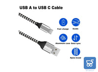 Cavo USB type-C 1Mt 2 Pezzi 3A Ricarica Rapida Nylon Intrecciato compatibile con gli smartphone tablet PC