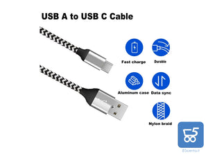 Cavo USB type-C 1Mt 2 Pezzi 3A Ricarica Rapida Nylon Intrecciato compatibile con gli smartphone tablet PC