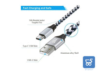 Cavo USB type-C 1Mt 2 Pezzi 3A Ricarica Rapida Nylon Intrecciato compatibile con gli smartphone tablet PC