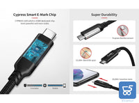 Cavo USB4 Compatibile con Thunderbolt 3 4 e Tutti Gli USB-C USB-If Certified 8k video 40Gbps 100W PD 1 Metro