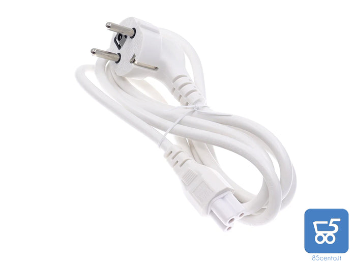 Cavo di Alimentazione Tripolare Schuko IEC C5 1,5 metri per Alimentatori Notebook colore Bianco