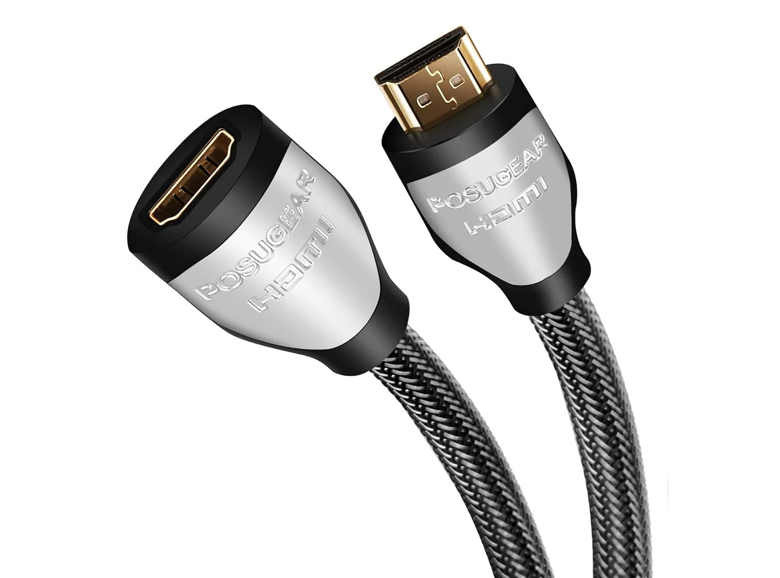 Cavo di Prolunga HDMI Maschio Femmina 2 Metri Nylon Intrecciato Ultra HD 4K 3D 1080p ARC HDR compatibile con HDMI 2.0 A/B, 2.0,1.4 a