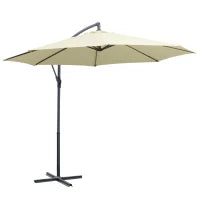 Ombrellone Decentrato da Giardino con Base a Croce Inclusa, in Metallo e Poliestere, 3x2.5 m, Beige