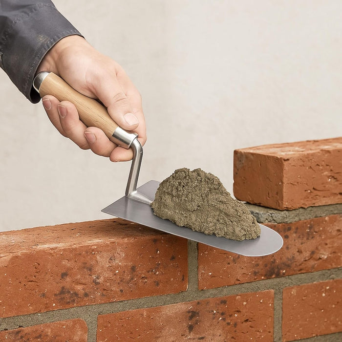 Cazzuola Punta Tonda Rotonda 18cm Manico in Legno Per Muratore Intonaco 374908