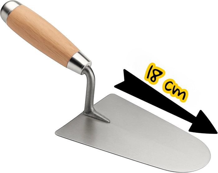 Cazzuola Punta Tonda Rotonda 18cm Manico in Legno Per Muratore Intonaco 374908