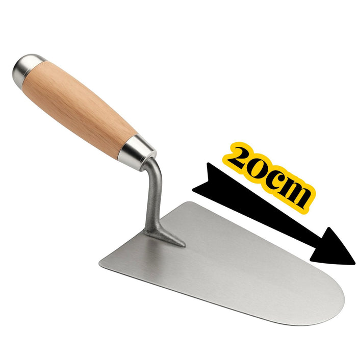 Cazzuola Punta Tonda Rotonda 20cm Manico in Legno Per Muratore Intonaco 332526