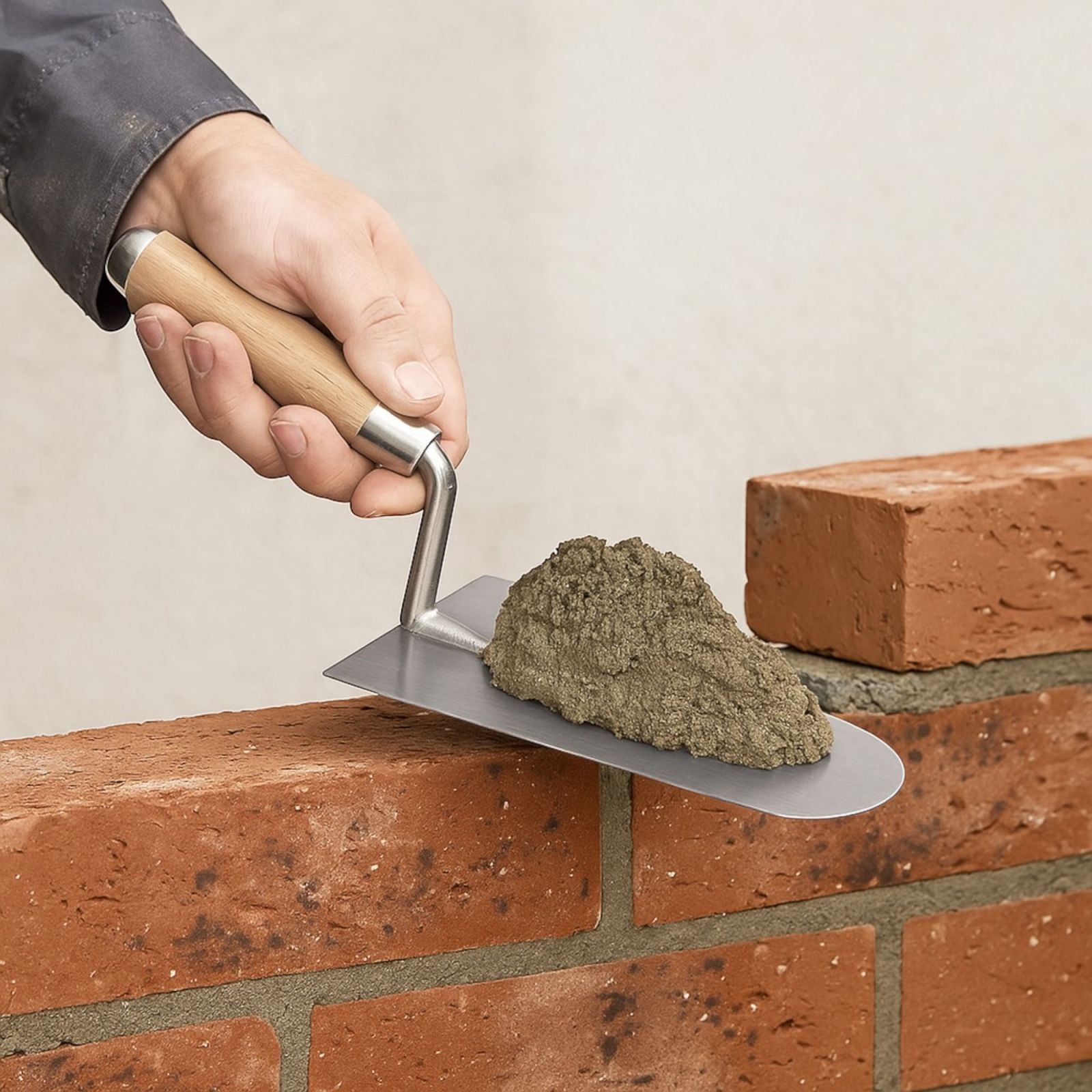 Cazzuola Punta Tonda Rotonda 20cm Manico in Legno Per Muratore Intonaco 332526