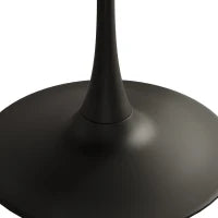 Moderno tavolo da pranzo rotondo, quattro piani in patchwork, base in metallo, 120×120×75 cm, Nero