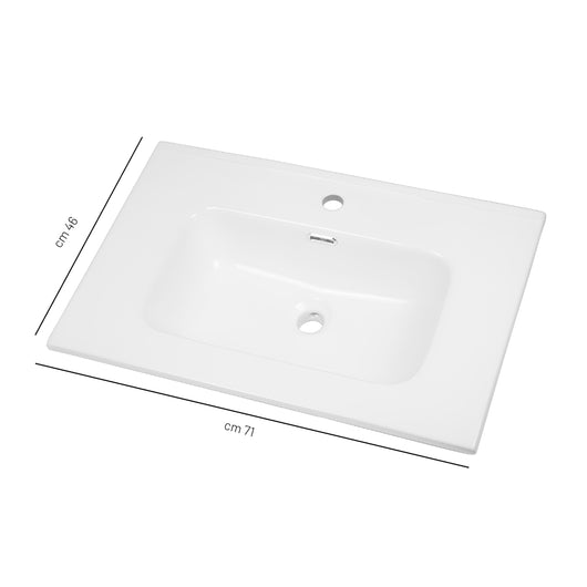 Lavabo ad incasso in ceramica bianco lucido per mobili bagno *** misure 71x46 cm, confezione 1