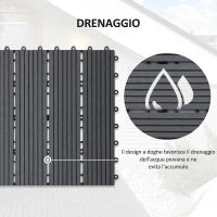 Set 11 Piastrelle per Esterni ad Incastro Antiscivolo in HDPE Riciclato, 30x30x2.2 cm, Grigio