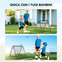 Rete da Calcio Rebounder Pieghevole con Angolazione Regolabile e Picchetti, in PE e Metallo, 100x95x90 cm, Nero