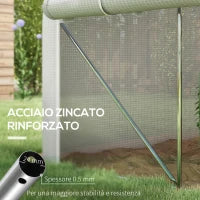 Serra da Giardino 4x3m a Tunnel con Copertura in PE, Porta e 8 Finestre Avvolgibili, Bianco