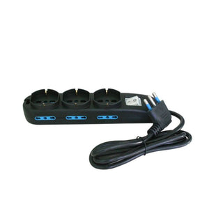 Multipresa 9 posti con 3 uscite polivalenti e 6 bipasso 10/16a lunghezza 1.5mt