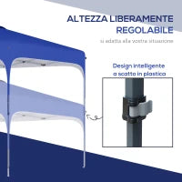 Gazebo Pieghevole 2.5x2.5 m con Altezza Regolabile, Sacchetti di Sabbia e Borsa con Ruote, Blu