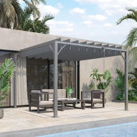Pergola 3 x 3 m Bioclimatica con Lamelle Orientabili, Design Contemporaneo, Anti-UV 50+, Alluminio, Grigio