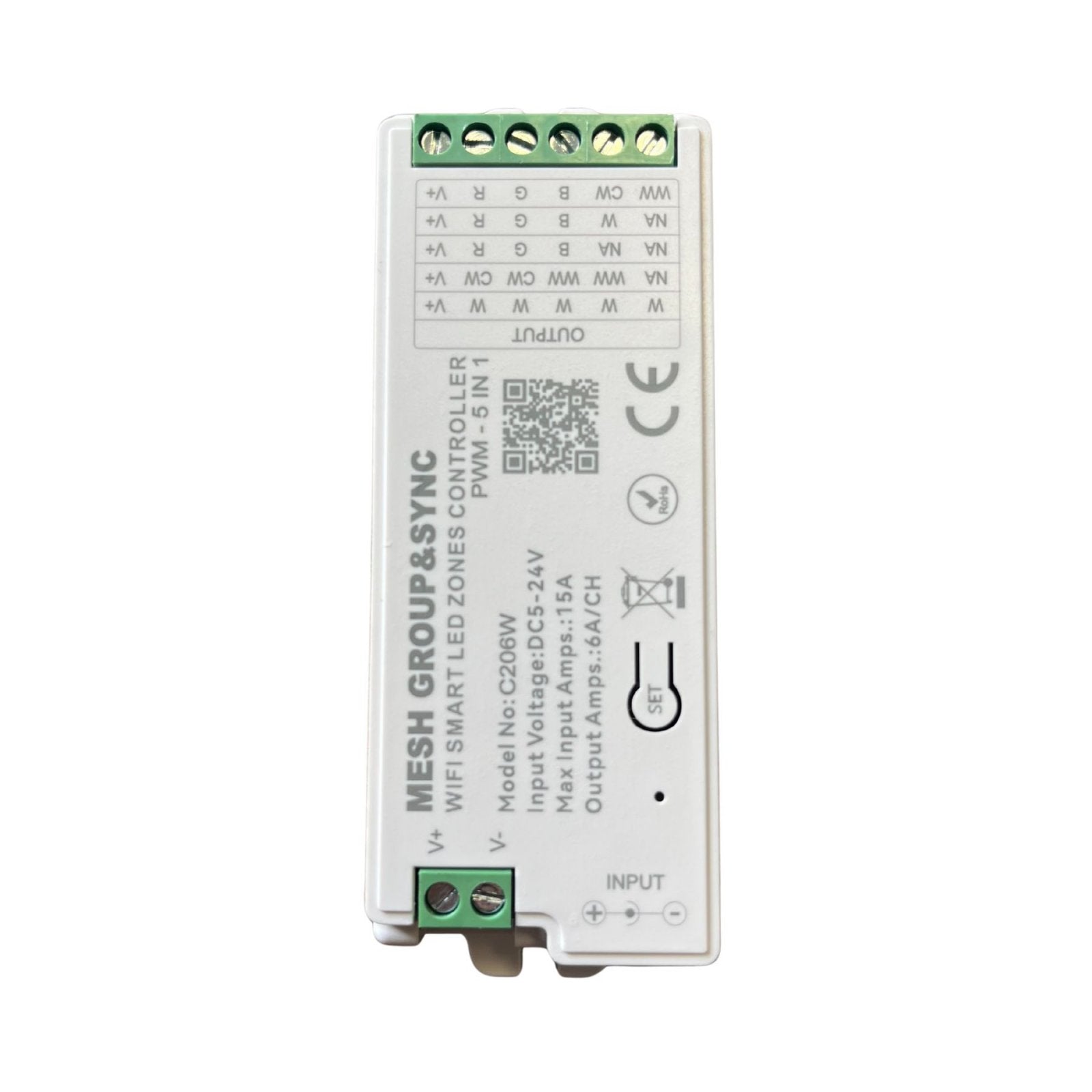 Centralina Controller 5 In 1 WIFI, RF 2.4G TUYA, Smart Life, Max 15A Tot. (6A/CH) DC5-24V 360W, Per Striscia Led Mono Colore, CCT, RGB, RGBW, RGBCCT