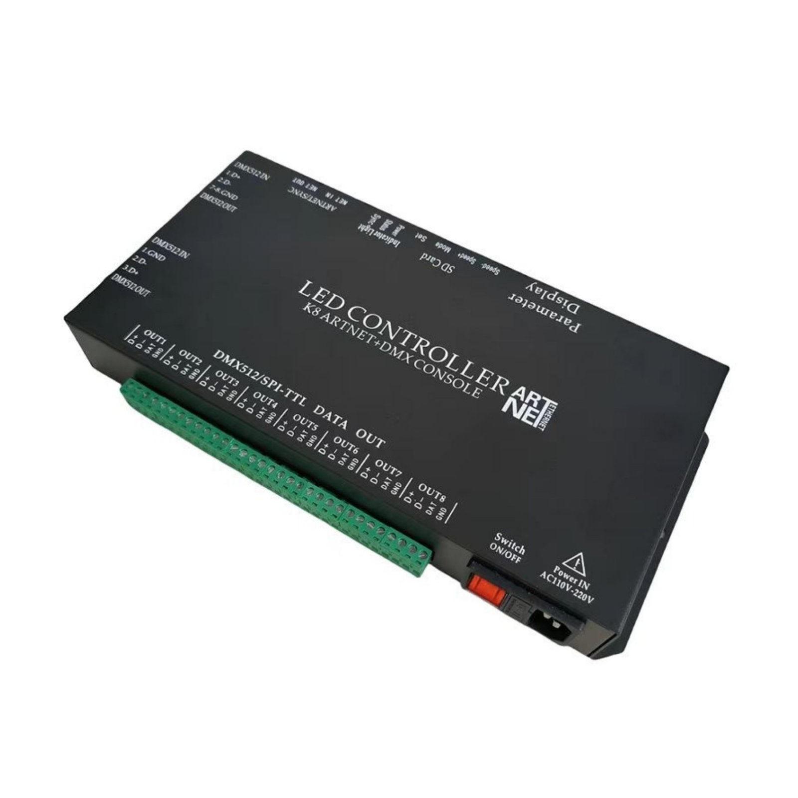 Centralina Controller ARTNET+DMX K8 Console LED Pixel, Online/Offline, 8 Canali, Supporta Madrix Resolume Arkaos, Compatibile SPI TTL DMX512, 220V