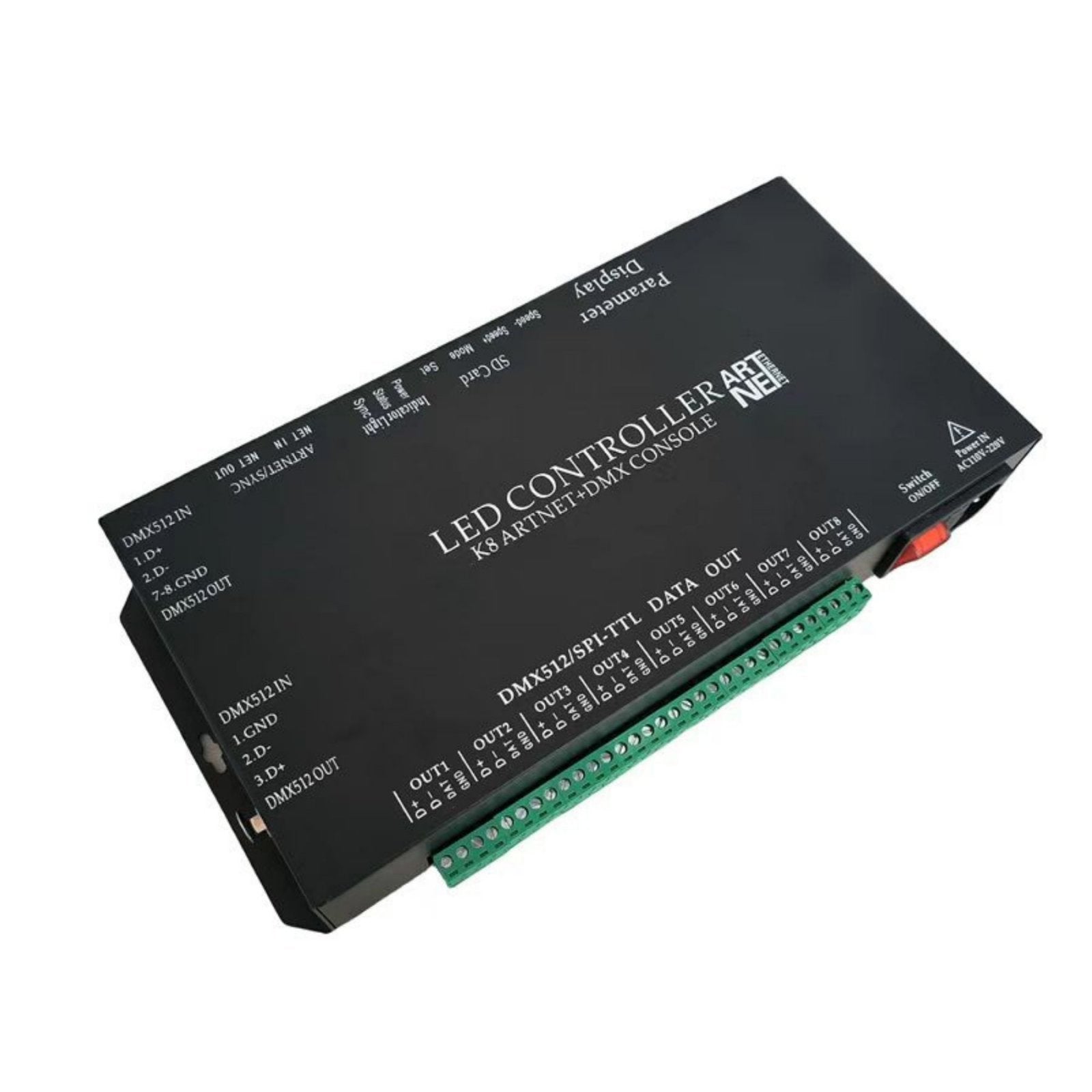 Centralina Controller ARTNET+DMX K8 Console LED Pixel, Online/Offline, 8 Canali, Supporta Madrix Resolume Arkaos, Compatibile SPI TTL DMX512, 220V