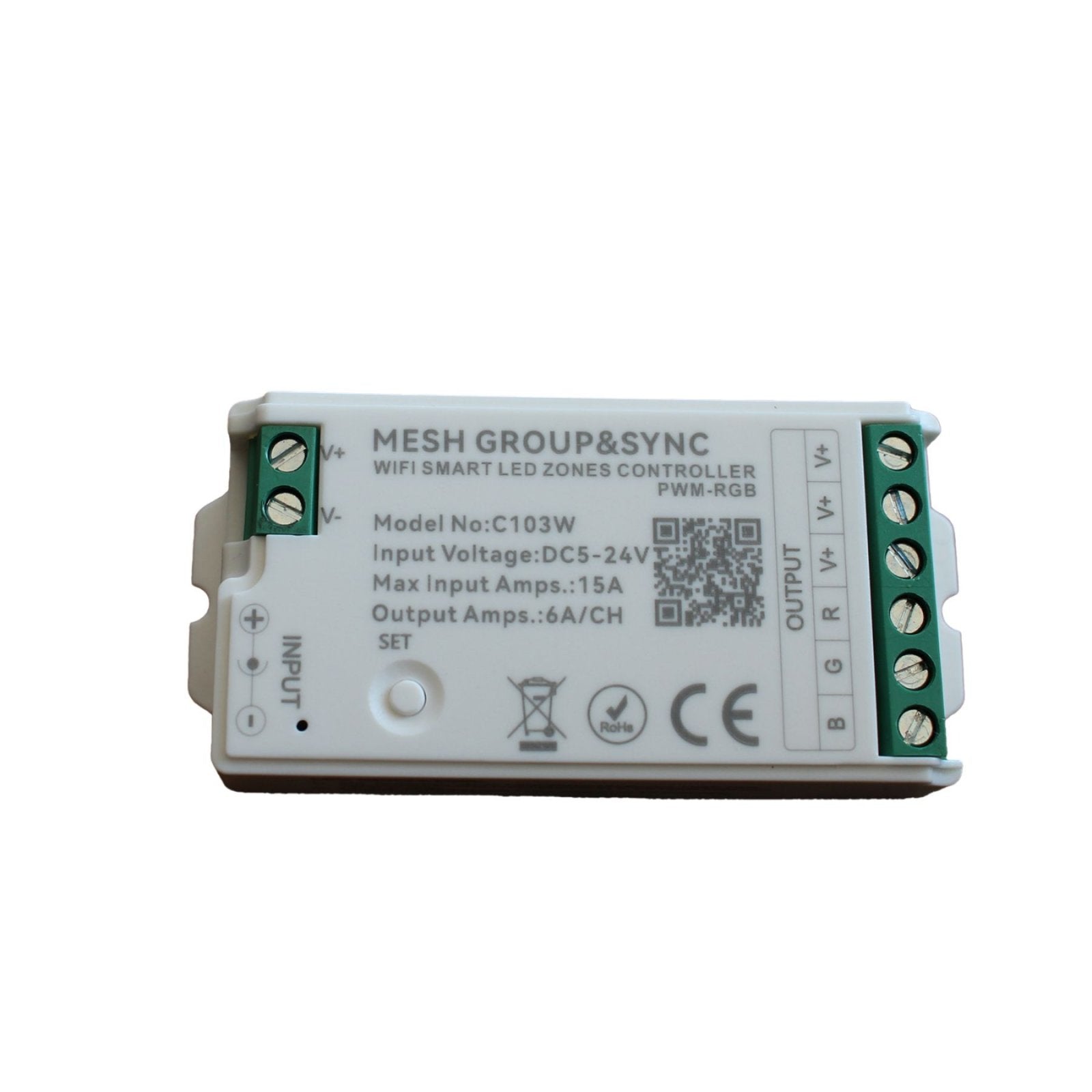 Centralina Controller Per Striscia Led RGB WIFI 2.4G, RF 2.4G TUYA, Smart Life Max 15A Tot. (6A/CH) DC5-24V 360W 3 Canali RGB CLC103R Bianco