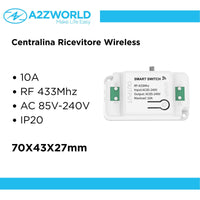 Centralina Ricevitore Wireless Installazione Interruttore Senza Cavi 10A RF 433MHz AC 85V-240V IP20 Bianco 70X43X27mm