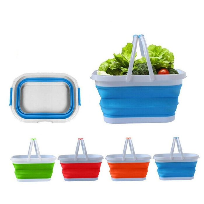 Cesto pieghevole in silicone multiuso bagno cucina pic nic alimenti 38x27x19cm