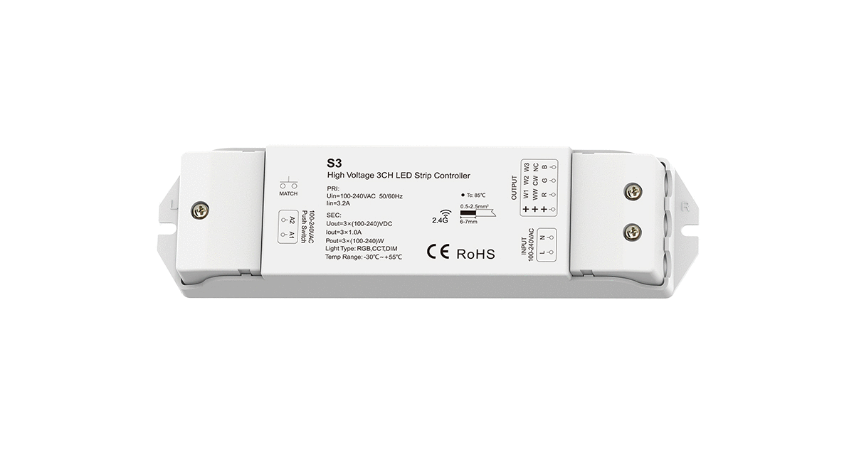 Cetralina Rivevitore Dimmerabile Controller Striscia Led 220v 3ch Canali 3A