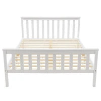 Letto Singolo dal Design Semplice, per Adulti e adolescenti, senza Materasso, 140x200 cm, Bianco