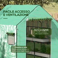 Copertura PE per Serra da Giardino con Porta a Cerniera e Finestre, 140x143x190cm, Verde