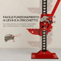 Cric Auto da 3 Tonnellate in Acciaio Rinforzato con Sollevamento 10-105cm, Rosso