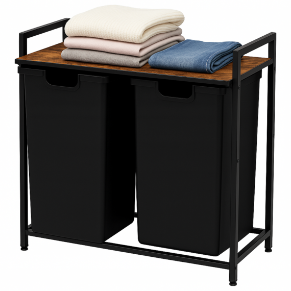 Cesto della biancheria, nero 73x33x72 cm