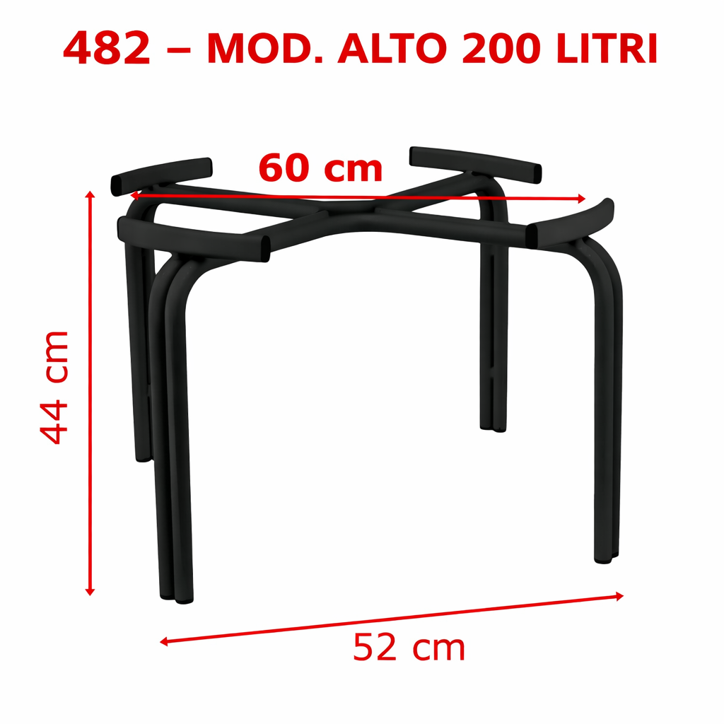 TECNOKIT Supporto Fusto Olio e Vino Alto da 200 a 600 Litri