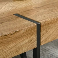 Tavolino Rettangolare Stile Industriale Struttura a Gambe in Metallo Nero Piano Effetto Legno Vintage