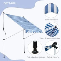 Tenda da Sole da Esterno 2x1.5m a Rullo con Manovella, Altezza e Angolazione Regolabile, Blu