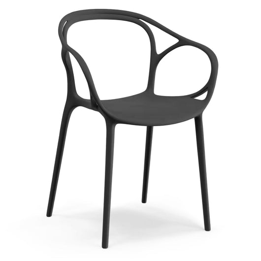 Set 4 sedie in polipropilene CHIARA, impilabile, design moderno, ideale per sala da pranzo, soggiorno, cucina, sala d’attesa, bar, ristoranti, colore Antracite