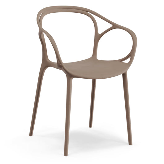 Set 4 sedie in polipropilene CHIARA, impilabile, design moderno, ideale per sala da pranzo, soggiorno, cucina, sala d’attesa, bar, ristoranti, colore Tortora