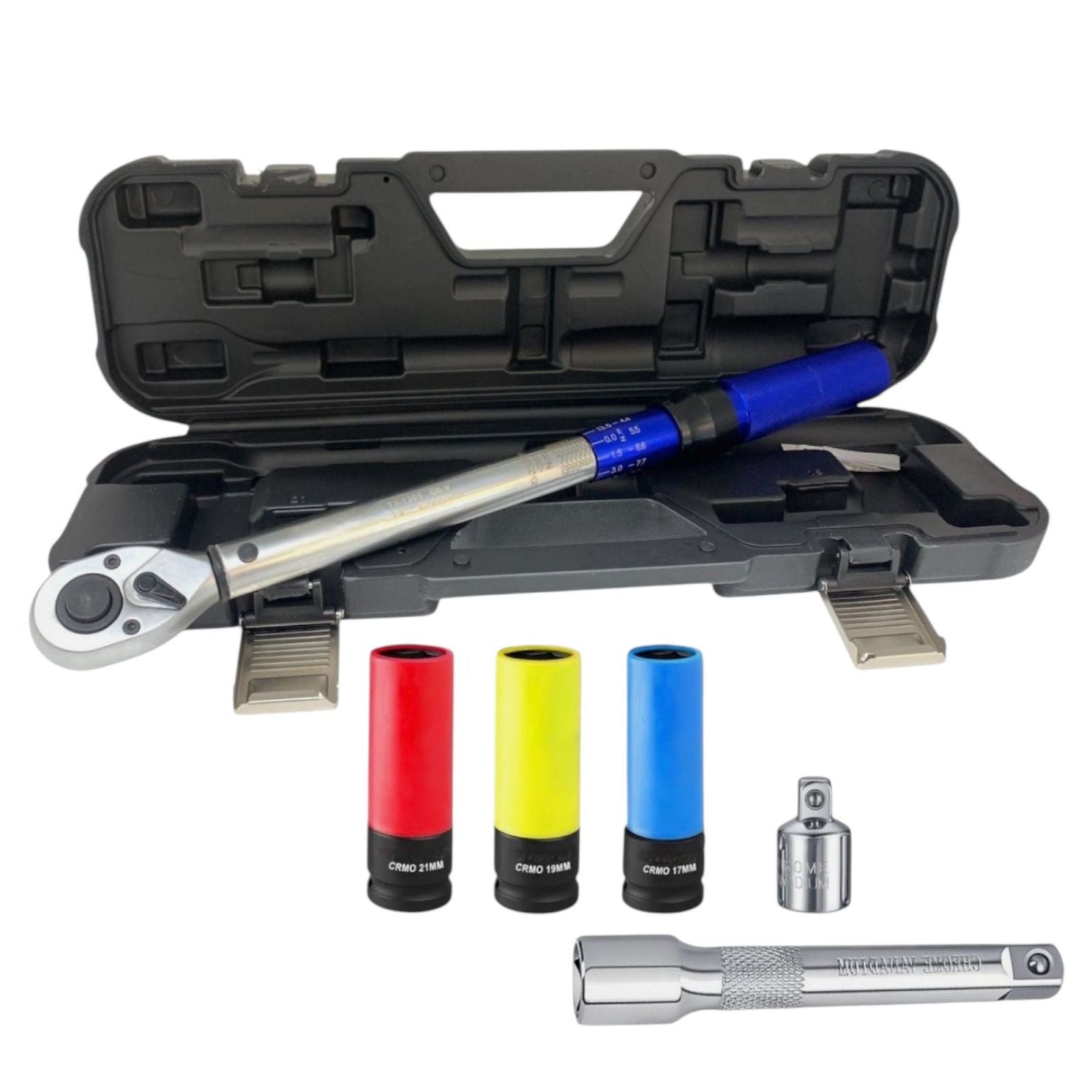 Chiave Dinamometrica 1/2'' 20-230Nm 3 Bussole Prolunga Adattatore 1/2" a 3/8"