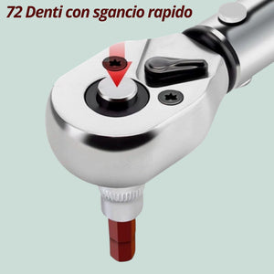 Chiave Dinamometrica 1/4" 5-25Nm Set 33pz Torx Esagonali Auto Moto + Custodia