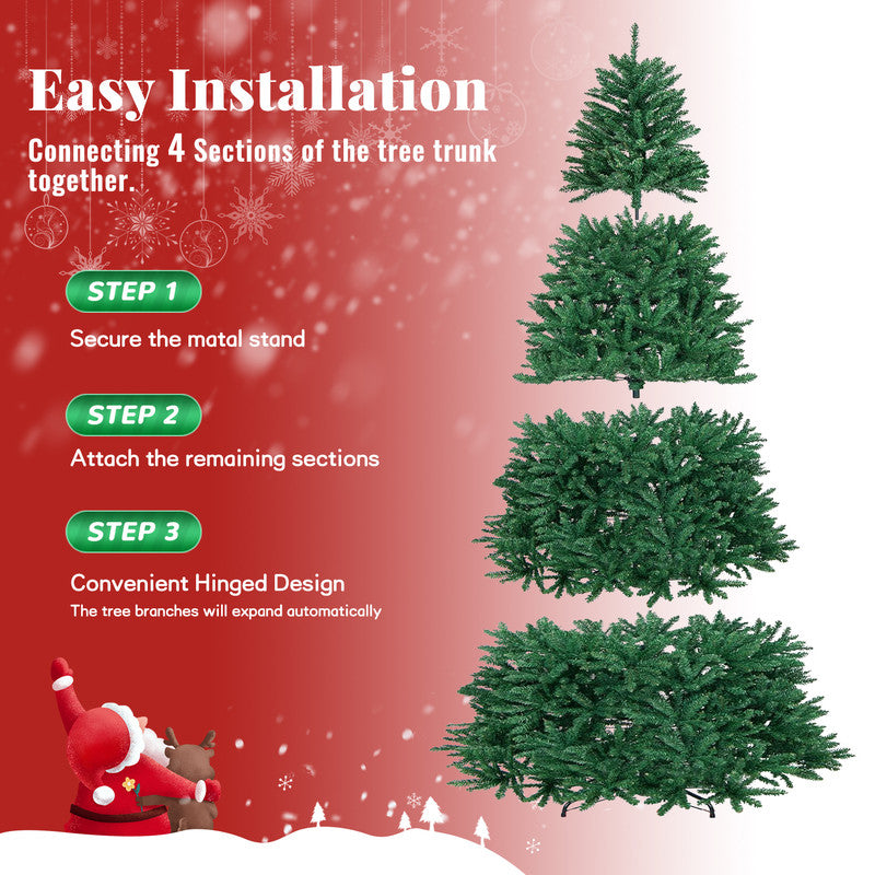 Albero di Natale artificiale 210 cm, albero di Natale con guanti e 1833 punte di rami, supporto in metallo, montaggio rapido, ignifugo, abete