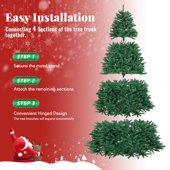 Albero di Natale artificiale 210 cm, albero di Natale con guanti e 1833 punte di rami, supporto in metallo, montaggio rapido, ignifugo, abete