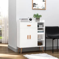 Credenza Moderna con Armadietto e Cassetto, Mobile Multiuso in Legno per Cucina e Salotto, 80 x 29.5 x 96cm Bianco