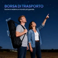 Telescopio Astronomico 70mm con 2 Lenti Oculari e Adattatore Smartphone, 80x80x135 cm, Bianco e Nero
