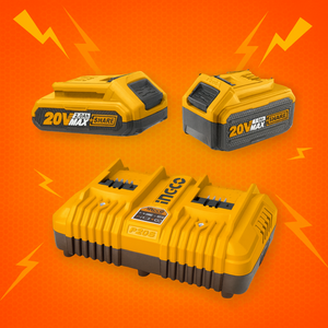 Kit pack pro caricabatterie doppio rapido 4ah + 2 batterie 20v 5 ah 2 ah