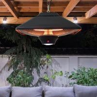 Lampada Riscaldante per Esterni con Luce LED, Potenza 1000/2000W e Telecomando, 43x43x25cm, Nero