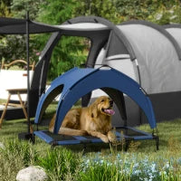 Cuccia per Cani Taglia Grande con Tettuccio Protettivo, in Acciaio e Poliestere, 106x76x94 cm, Blu Scuro