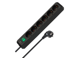 Ciabatta Multipresa Eco-Line a 6 Vie Schuko Prolunga con Maggiore Protezione dai Contatti Interruttore e Cavo da 3 m