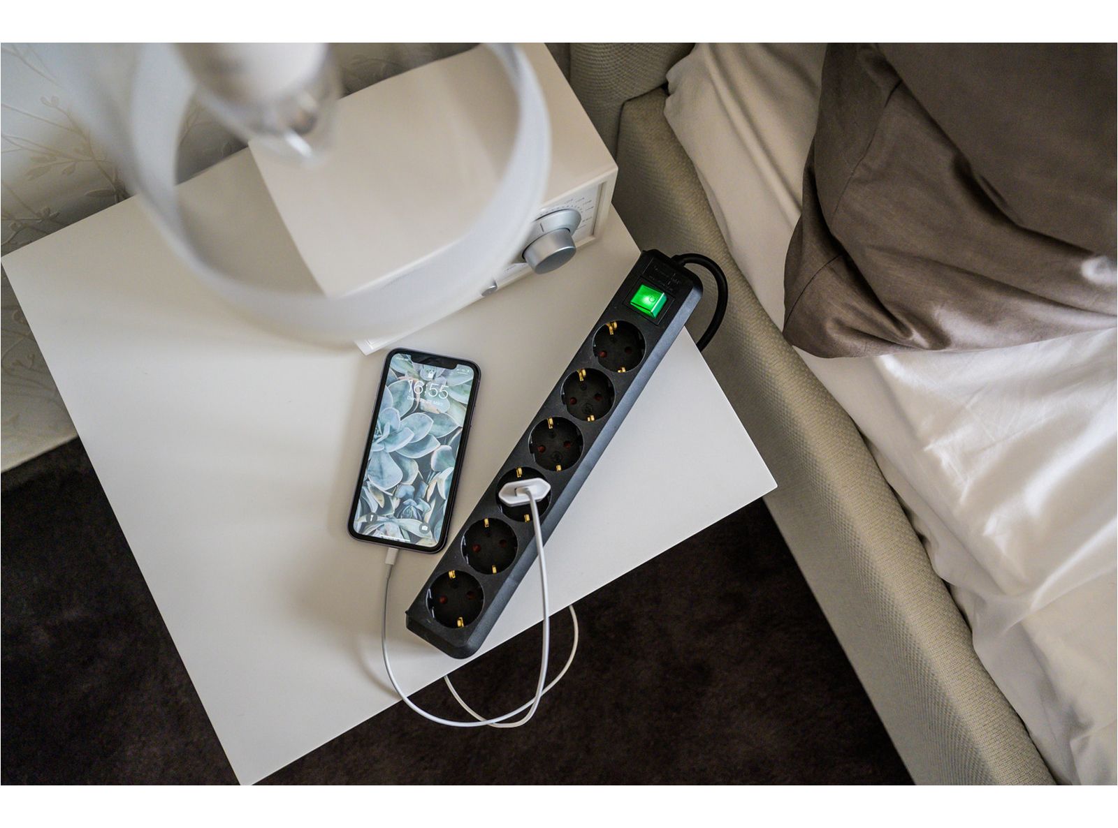 Ciabatta Multipresa Eco-Line a 6 Vie Schuko Prolunga con Maggiore Protezione dai Contatti Interruttore e Cavo da 3 m